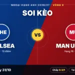 Soi kèo Chelsea vs MU 19h30 ngày 31/10/2026 vòng 9 Ngoại Hạng Anh